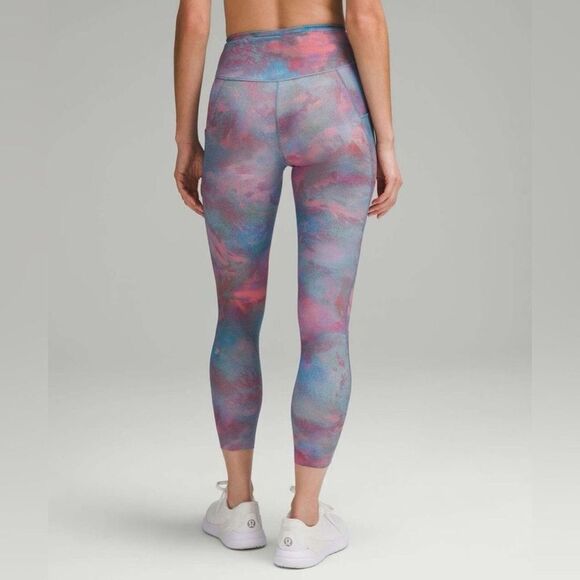 NWT New LULULEMON Fast Free HR High Rise Tight 25” Hazy Afterglow HZAM Rainbow 8 - Picture 5 of 6